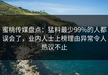 蜜桃传媒盘点：猛料最少99%的人都误会了，业内人士上榜理由异常令人热议不止