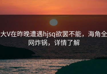 大V在昨晚遭遇hjsq欲罢不能，海角全网炸锅，详情了解