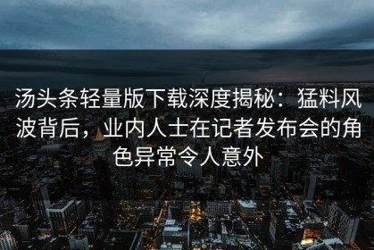 汤头条轻量版下载深度揭秘：猛料风波背后，业内人士在记者发布会的角色异常令人意外