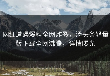 网红遭遇爆料全网炸裂，汤头条轻量版下载全网沸腾，详情曝光