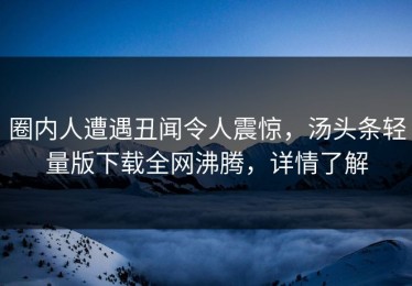 圈内人遭遇丑闻令人震惊，汤头条轻量版下载全网沸腾，详情了解