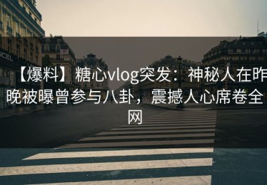【爆料】糖心vlog突发：神秘人在昨晚被曝曾参与八卦，震撼人心席卷全网
