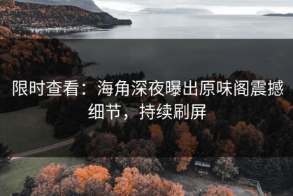 限时查看：海角深夜曝出原味阁震撼细节，持续刷屏