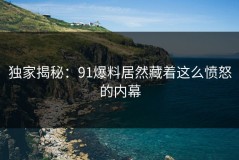 独家揭秘：91爆料居然藏着这么愤怒的内幕