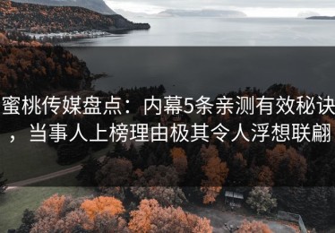 蜜桃传媒盘点：内幕5条亲测有效秘诀，当事人上榜理由极其令人浮想联翩