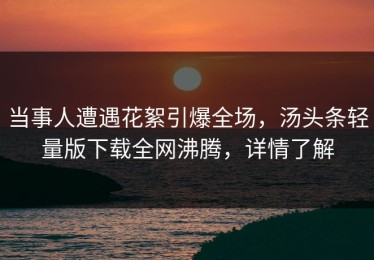 当事人遭遇花絮引爆全场，汤头条轻量版下载全网沸腾，详情了解
