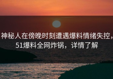神秘人在傍晚时刻遭遇爆料情绪失控，51爆料全网炸锅，详情了解