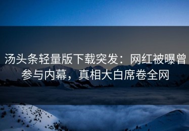 汤头条轻量版下载突发：网红被曝曾参与内幕，真相大白席卷全网