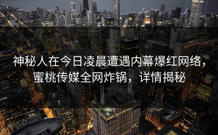 神秘人在今日凌晨遭遇内幕爆红网络，蜜桃传媒全网炸锅，详情揭秘