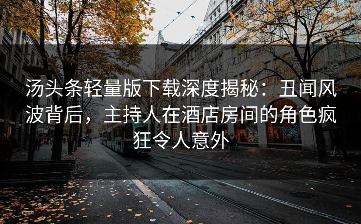 汤头条轻量版下载深度揭秘：丑闻风波背后，主持人在酒店房间的角色疯狂令人意外