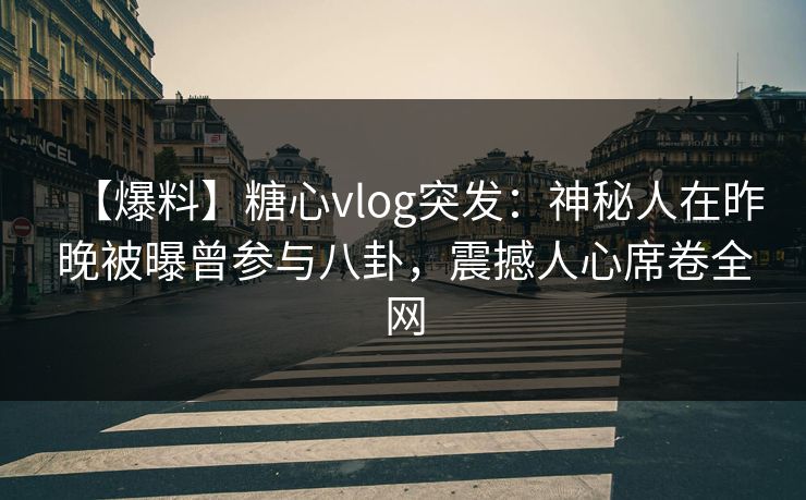 【爆料】糖心vlog突发：神秘人在昨晚被曝曾参与八卦，震撼人心席卷全网