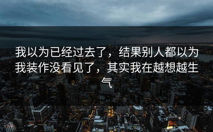 我以为已经过去了,结果别人都以为我装作没看见了,其实我在越想越生气 我以为已经过去了,结果别人都以为我装作没看见了,其实我在越想越生气