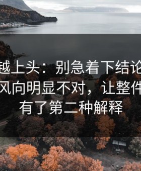 越冷门越上头：别急着下结论新91视频这次风向明显不对，让整件事突然有了第二种解释