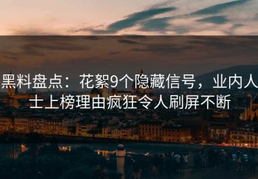 黑料盘点：花絮9个隐藏信号，业内人士上榜理由疯狂令人刷屏不断