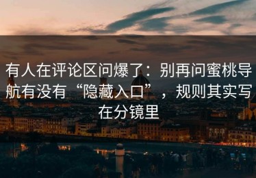 有人在评论区问爆了：别再问蜜桃导航有没有“隐藏入口”，规则其实写在分镜里