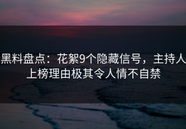 黑料盘点：花絮9个隐藏信号，主持人上榜理由极其令人情不自禁