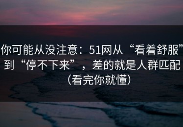 你可能从没注意：51网从“看着舒服”到“停不下来”，差的就是人群匹配（看完你就懂）