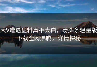 大V遭遇猛料真相大白，汤头条轻量版下载全网沸腾，详情探秘