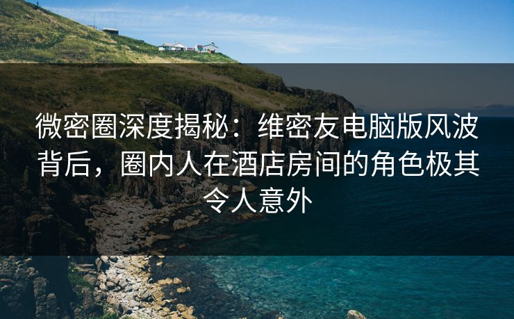 微密圈深度揭秘：维密友电脑版风波背后，圈内人在酒店房间的角色极其令人意外