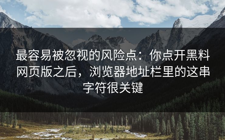最容易被忽视的风险点：你点开黑料网页版之后，浏览器地址栏里的这串字符很关键